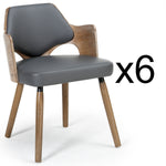 Lot de 6 chaises Dima en bois vintage et gris