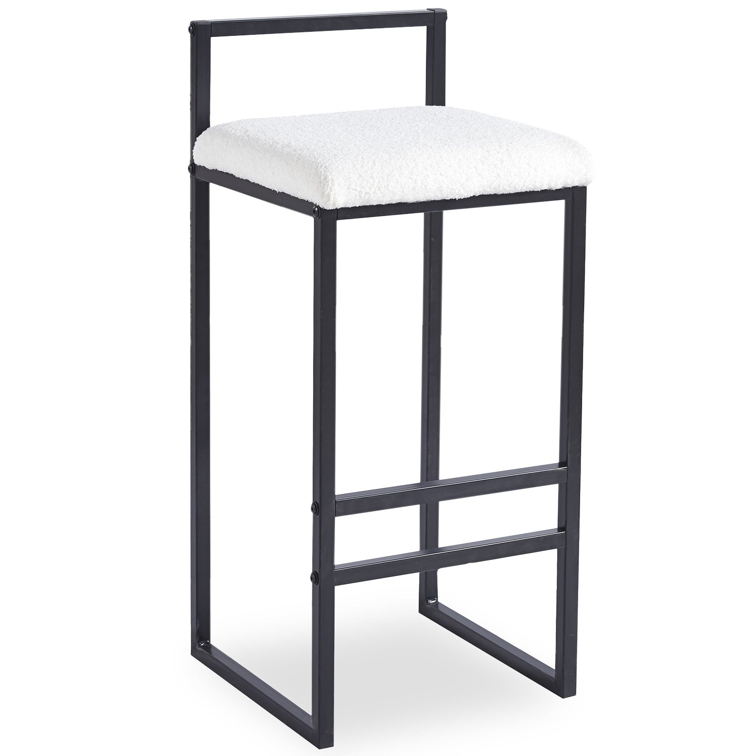 Tabouret de bar en métal Drakkar Noir et Tissu bouclette Crème