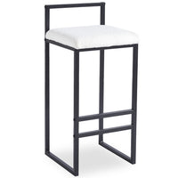 Tabouret de bar métal noir et tissu bouclette crème