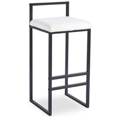 Tabouret de bar en métal Drakkar Noir et Tissu bouclette Crème