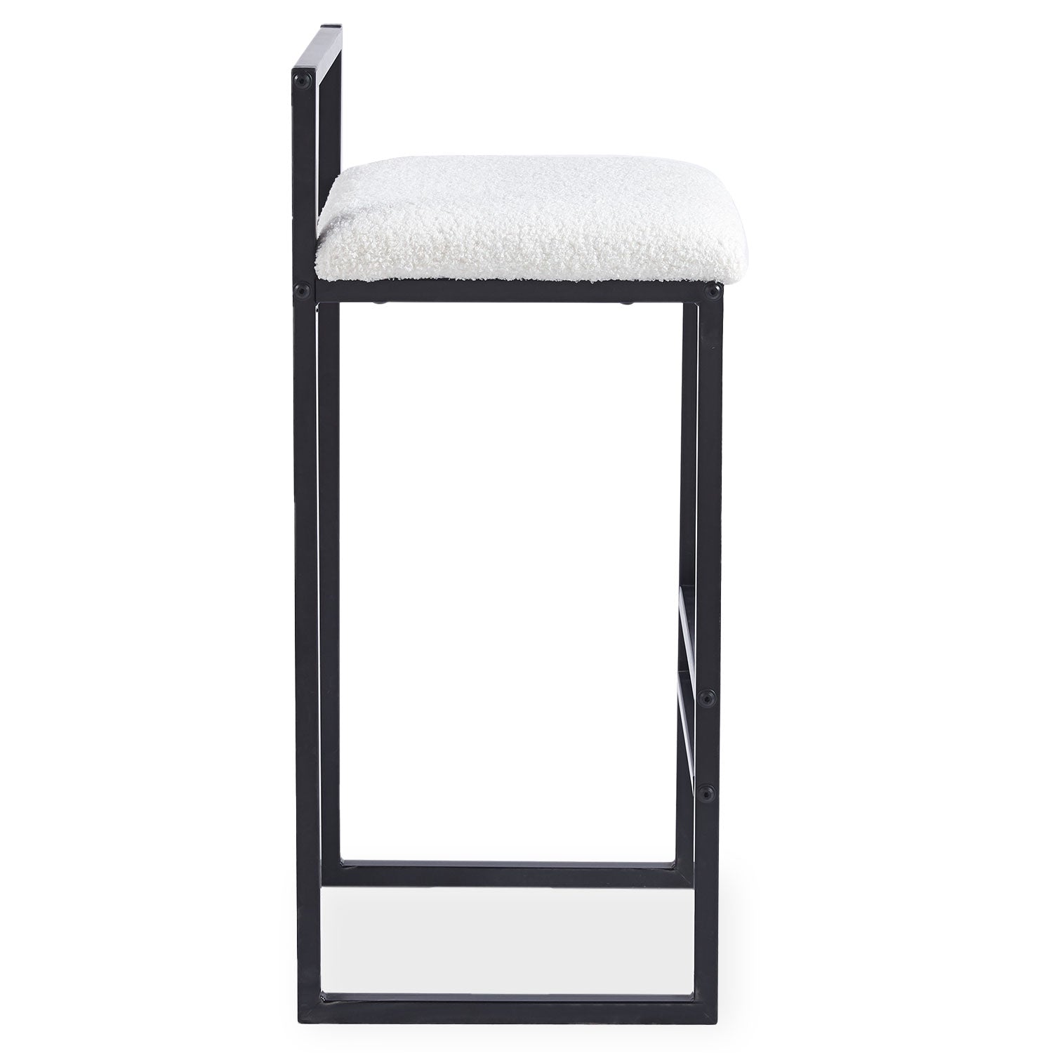 Tabouret de bar en métal Drakkar Noir et Tissu bouclette Crème
