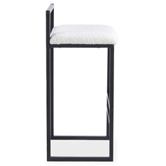 Tabouret de bar en métal Drakkar Noir et Tissu bouclette Crème