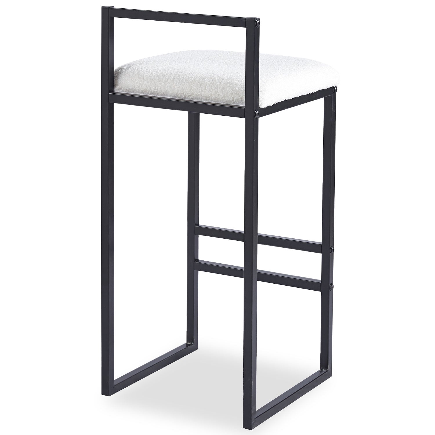 Tabouret de bar en métal Drakkar Noir et Tissu bouclette Crème