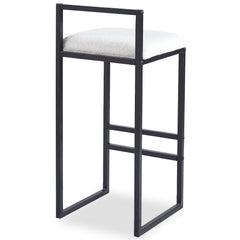 Tabouret de bar en métal Drakkar Noir et Tissu bouclette Crème