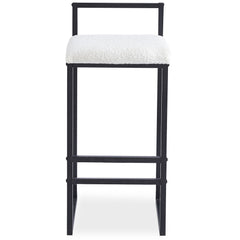 Tabouret de bar en métal Drakkar Noir et Tissu bouclette Crème