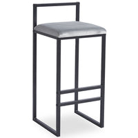 Tabouret de bar en métal noir et velours gris