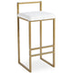 Tabouret de bar en métal doré et tissu bouclette crème