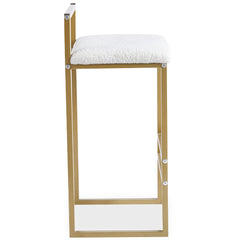 Tabouret de bar en métal Drakkar Or et Tissu bouclette Crème