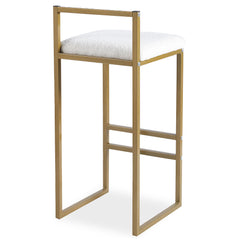 Tabouret de bar en métal Drakkar Or et Tissu bouclette Crème