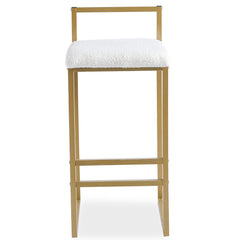 Tabouret de bar en métal Drakkar Or et Tissu bouclette Crème