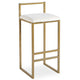 Tabouret de bar en métal doré et velours crème