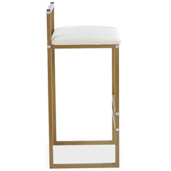 Tabouret de bar en métal Drakkar Or et Velours Crème