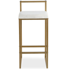 Tabouret de bar en métal Drakkar Or et Velours Crème