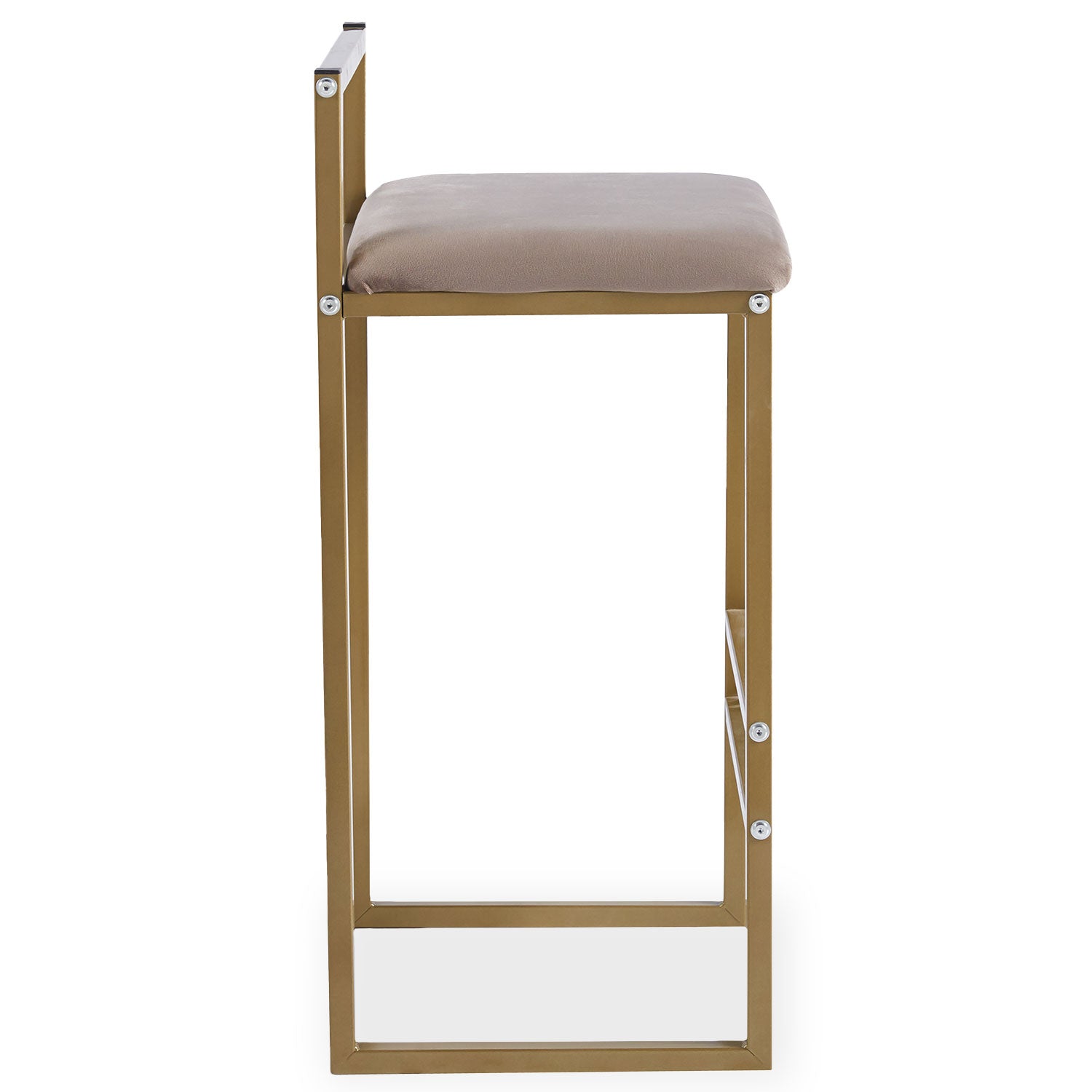 Tabouret de bar en métal Drakkar Or et Velours Taupe