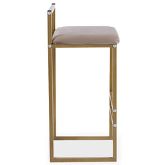 Tabouret de bar en métal Drakkar Or et Velours Taupe