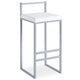 Tabouret de bar en métal argent et velours blanc