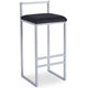 Tabouret de bar en métal argenté et velours noir