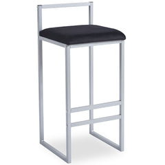 Tabouret de bar en métal Drakkar Argent et Velours Noir