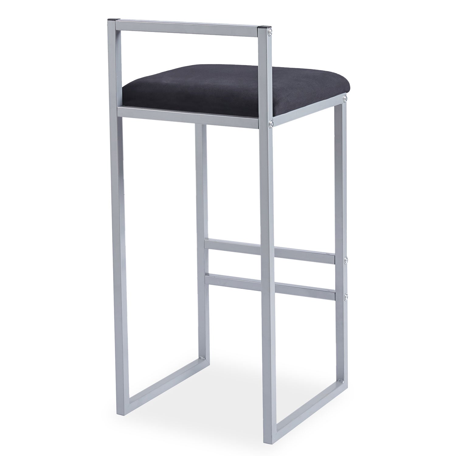 Tabouret de bar en métal Drakkar Argent et Velours Noir