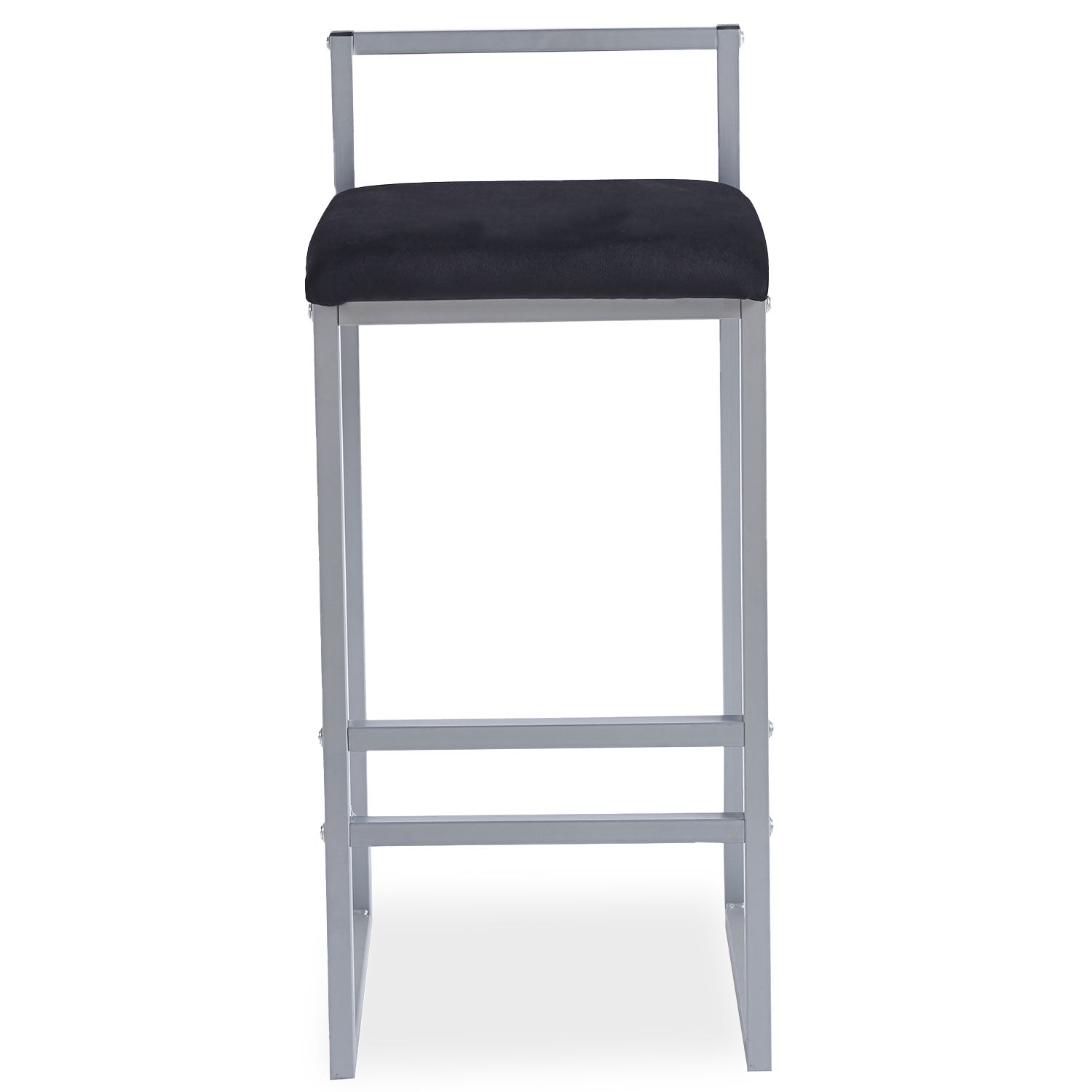 Tabouret de bar en métal Drakkar Argent et Velours Noir