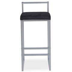 Tabouret de bar en métal Drakkar Argent et Velours Noir