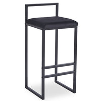 Tabouret de bar en métal noir et velours noir