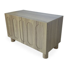 Petit buffet avec portes sculptées Capril chêne grisé L80cm