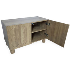 Petit buffet avec portes sculptées Capril chêne grisé L80cm