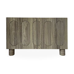 Petit buffet avec portes sculptées Capril chêne grisé L80cm