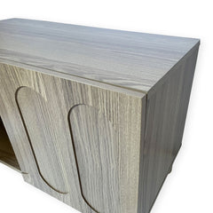 Petit buffet avec portes sculptées Capril chêne grisé L80cm