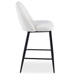 Lot de 2 chaises de bar en métal noir Brady et tissu bouclette crème