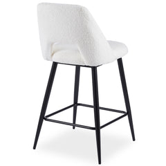 Lot de 2 chaises de bar en métal noir Brady et tissu bouclette crème