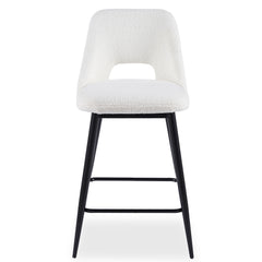 Lot de 2 chaises de bar en métal noir Brady et tissu bouclette crème