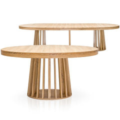 Table ovale extensible en chêne clair avec rallonges