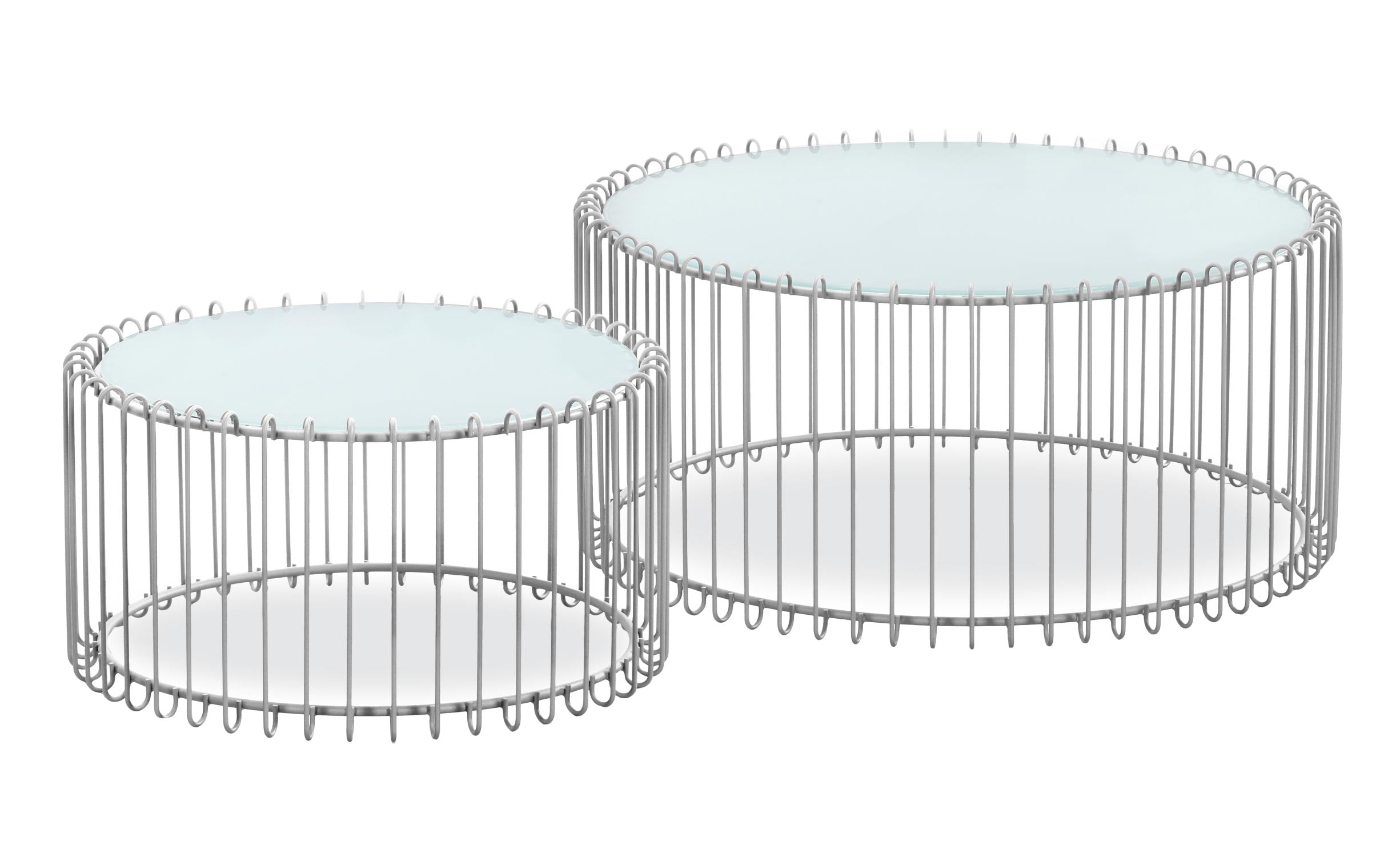 Ensemble de 2 tables basses Universe Verre Blanc et Métal Gris