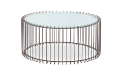 Ensemble de 2 tables basses Universe Verre Blanc et Métal Taupe