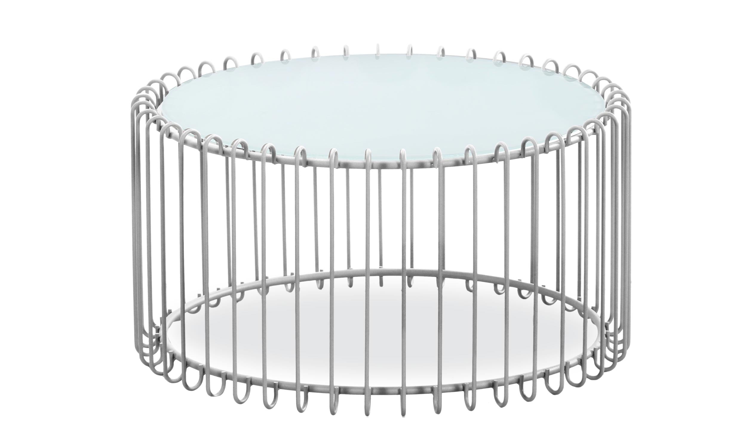 Ensemble de 2 tables basses Universe Verre Blanc et Métal Gris