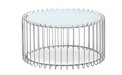 Ensemble de 2 tables basses Universe Verre Blanc et Métal Gris