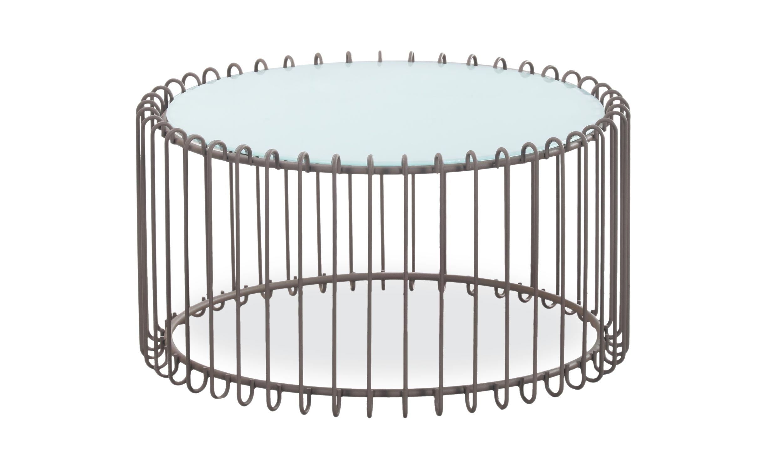 Ensemble de 2 tables basses Universe Verre Blanc et Métal Taupe