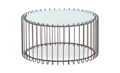 Ensemble de 2 tables basses Universe Verre Blanc et Métal Taupe