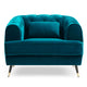 Fauteuil capitonné en velours bleu canard
