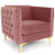 Fauteuil capitonné en velours rose