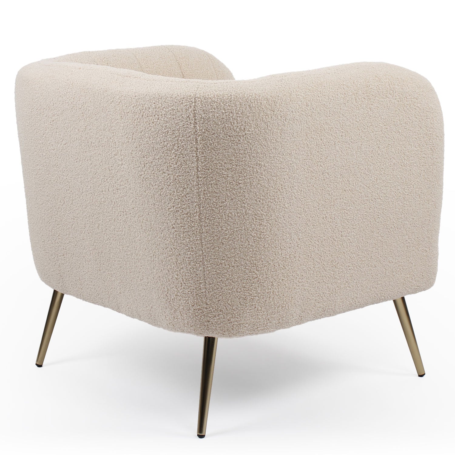 Fauteuil moderne Bombaro pieds métal doré et Tissu bouclette Beige
