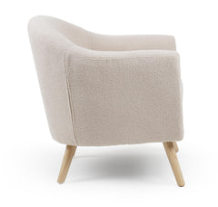 Fauteuil Aliph scandinave tissu bouclette lainée crème