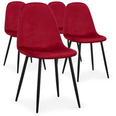 Lot de 4 tabourets Alcelio velours rouge