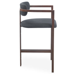 Lot de 2 chaises de bar Cogedla métal effet bois foncé et tissu anthracite