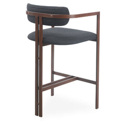 Lot de 2 chaises de bar Cogedla métal effet bois foncé et tissu anthracite