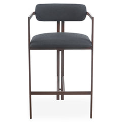 Lot de 2 chaises de bar Cogedla métal effet bois foncé et tissu anthracite