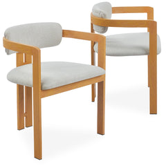 Lot de 2 chaises métal effet bois clair Cogedla et tissu beige