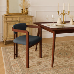 Lot de 2 chaises Cogedla métal effet bois foncé et tissu anthracite